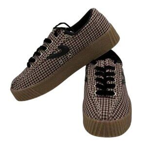 Tretorn Brown Gingham Plaid Platform Sneakers